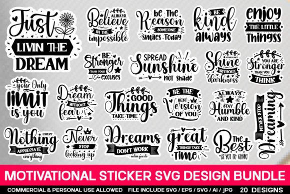 Download Motivational Sticker Svg Bundle - Motivational sticker Collection