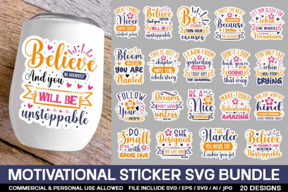 Download Motivational Sticker Svg Bundle - Motivational sticker Collection