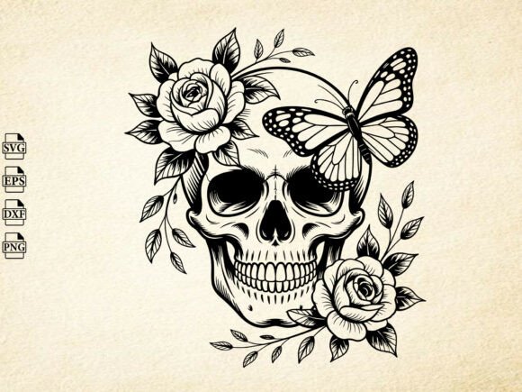 Download Floral Skeleton SVG, Skull with Flowers - Skeleton Collection