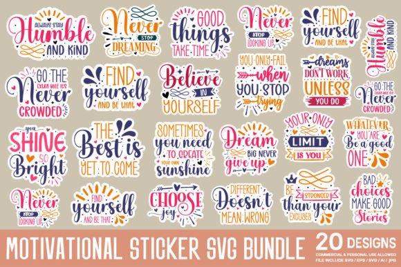 Download Motivational Sticker Svg Bundle - Motivational sticker Collection
