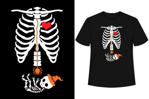 Download Pregnant Skeleton Mom Halloween T-shirt - Skeleton Collection