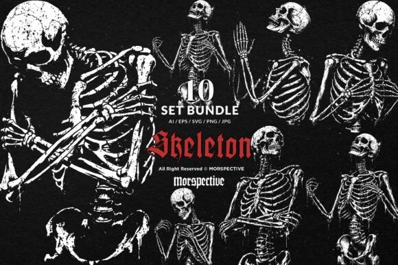 Download 10 Bundle Dark Art Skeleton Skull Death - Skeleton Collection